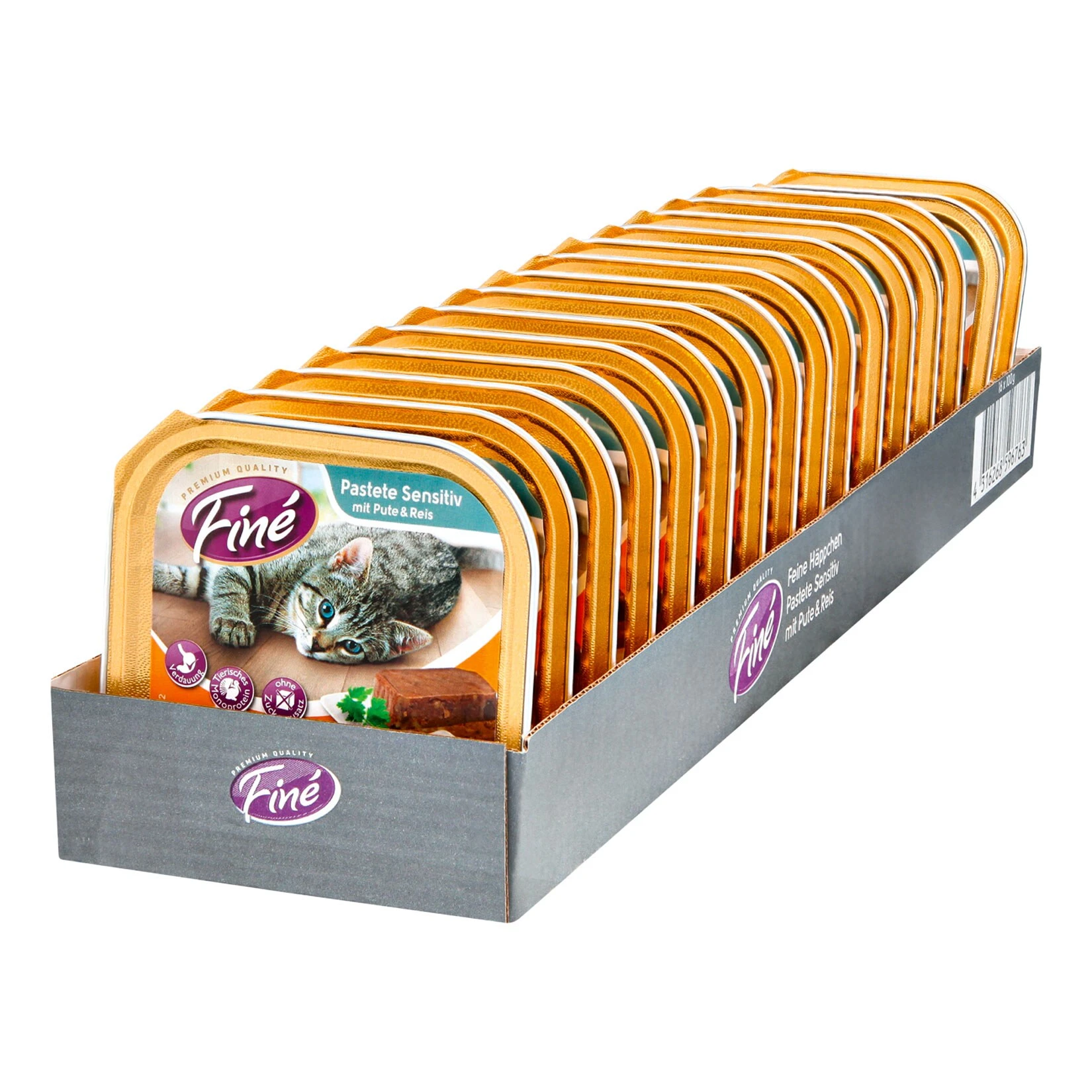 Finé Katzennahrung Sensitive Pute 100 G, 16er Pack 3 Finé Katzennahrung Sensitive Pute 100 G, 16er Pack