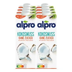 Alpro Kokosnussdrink Ohne Zucker 1 Liter, 8er Pack