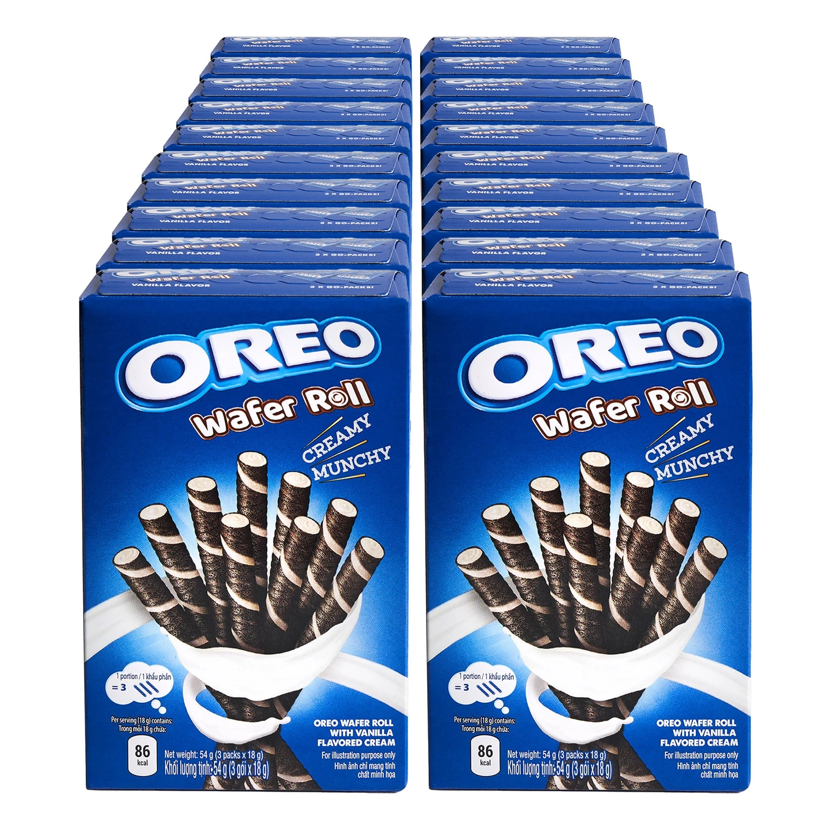 Oreo Wafer Roll Vanilla 54 G, 20er Pack 3 Oreo Wafer Roll Vanilla 54 G, 20er Pack