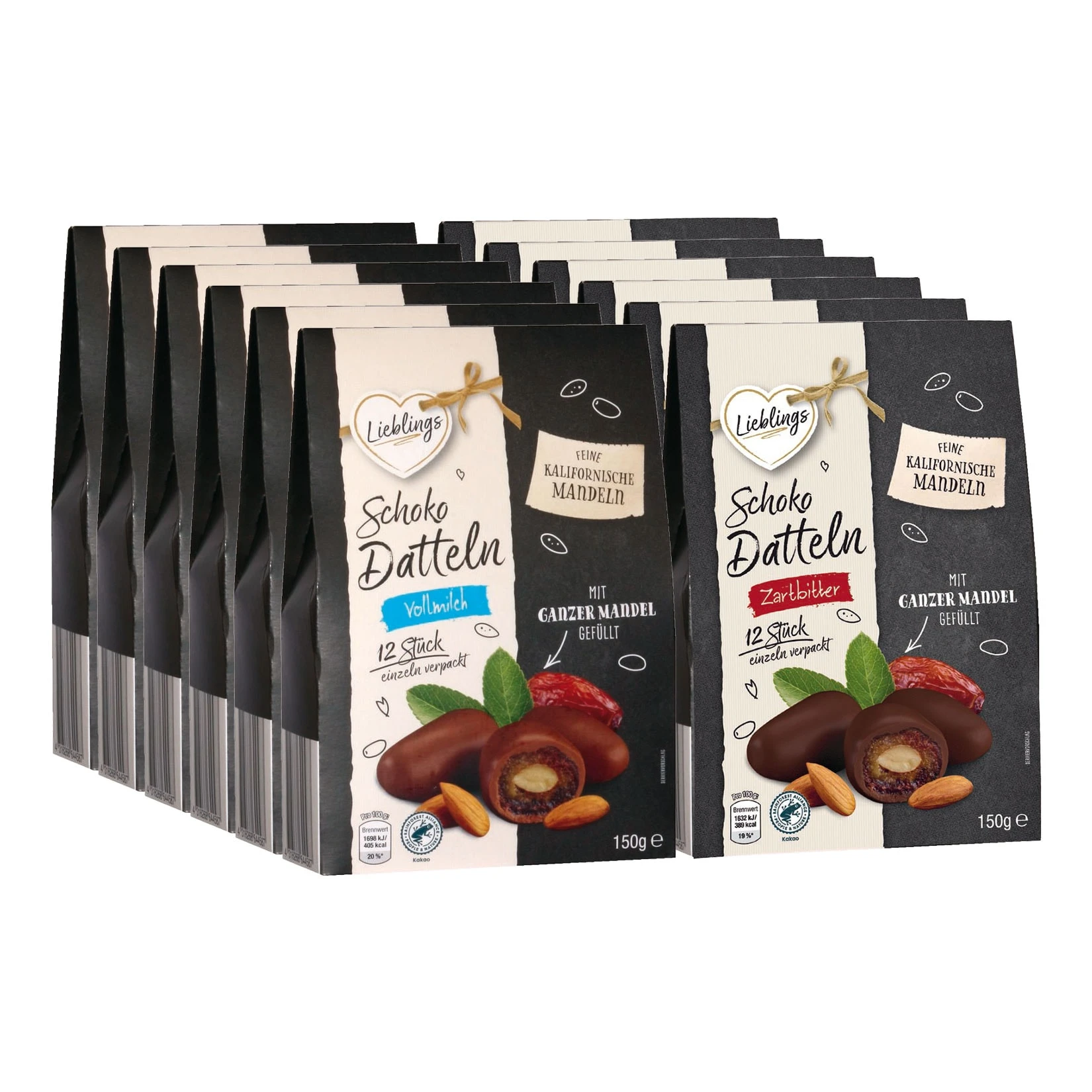 Lieblings Schoko Datteln 150 G, Verschiedene Sorten, 12er Pack 3 Lieblings Schoko Datteln 150 G, Verschiedene Sorten, 12er Pack